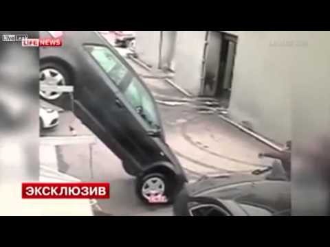 Guy Nearly Gets Crushed by Car