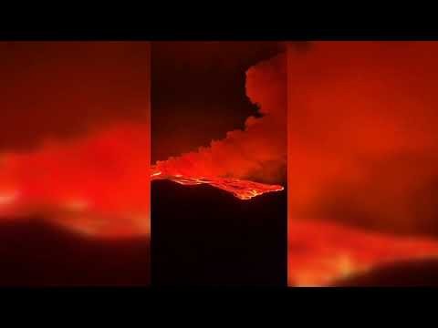 Piekne nagrania wulkanu z gory, Islandia.