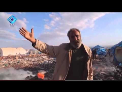 Zbombardowany oboz dla uchodzcow w Syrii
