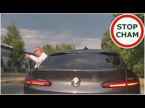 Kierowca BMW wymusza pierwszenstwo, zajezdza droge