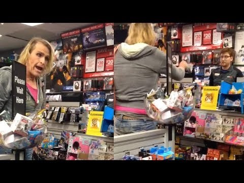 Transseksualny mezczyzna awanturuje sie w sklepie
