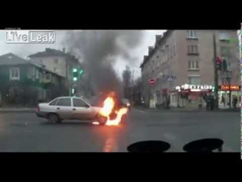 Car Decides To Warm Itself Up At The Crossroads